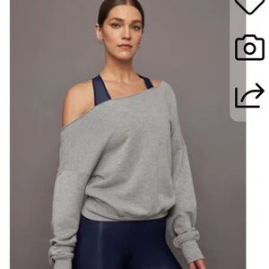 Carbon38 Light Gray Off-Shoulder Sweater